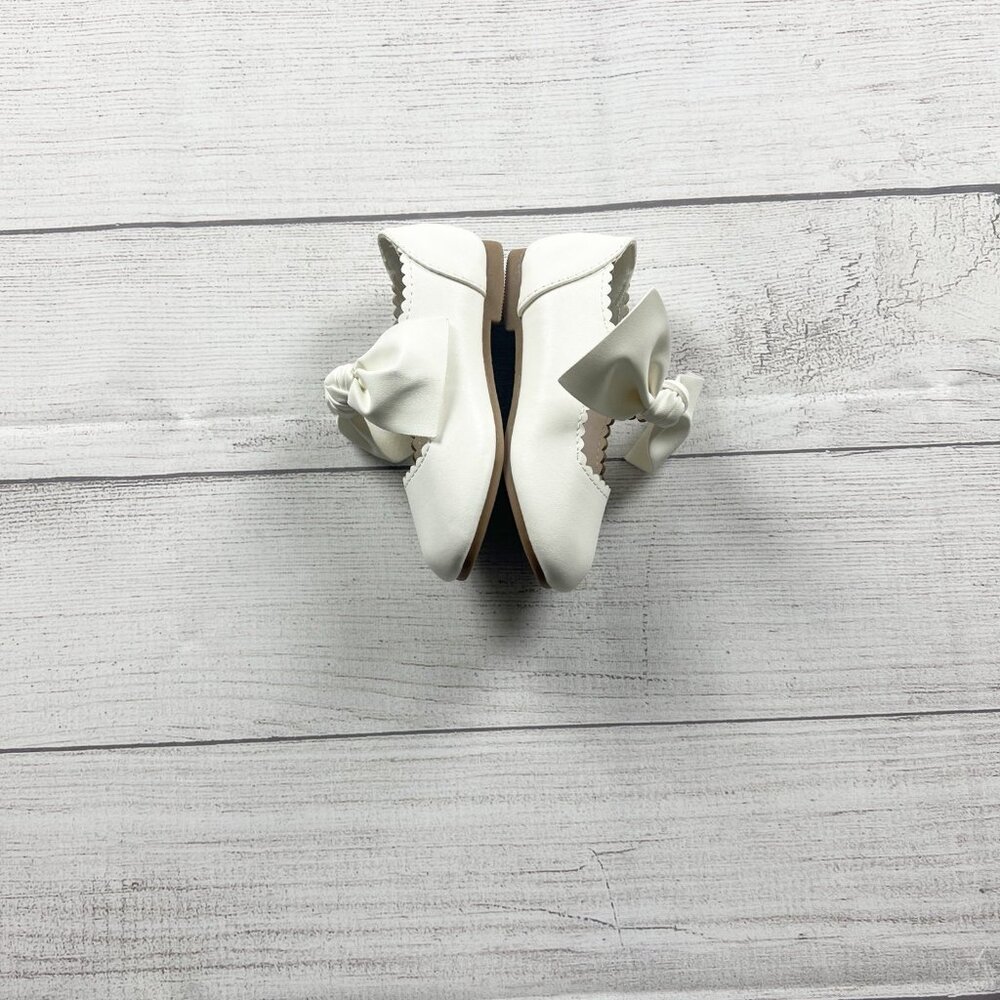 Dreampairs Angie Toddler Girls Shoes White Bow Flats Dress Scalloped Edge 7 - Picture 3 of 6